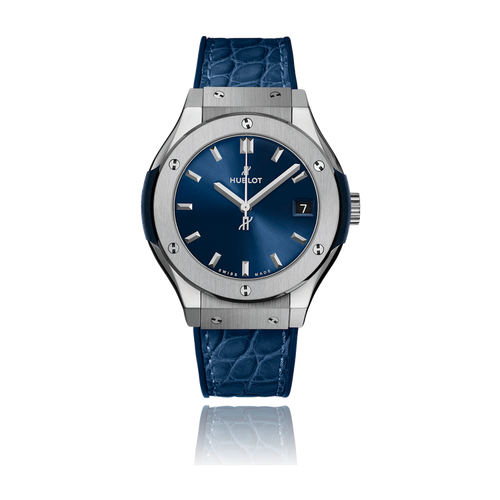 Hublot Classic Fusion Blue Titanium Alligator Leather 33mm