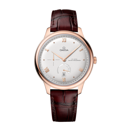 Omega De Ville Prestige Silver Rose Gold Alligator Leather 41mm