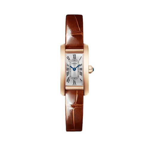 Cartier Tank Américaine Silver Rose Gold Alligator Leather 15.2mm