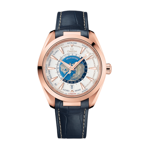 Omega Seamaster Aqua Terra 150M Silver Rose Gold Alligator Leather 43mm