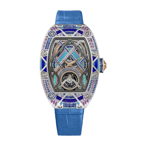 Richard Mille "Blue Ballet" RM HJ-02 Skeleton White Gold Alligator Leather 34mm