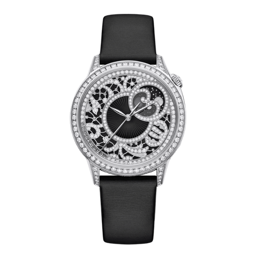 Vacheron Constantin Égérie Moon Phase Diamond Pave Rose Gold Leather 37mm