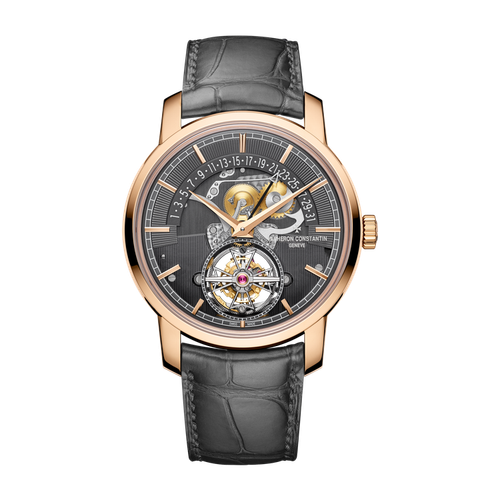 Vacheron Constantin Traditionnelle Tourbillon Retrograde Date Openface Dark Grey Rose Gold Alligator Leather 41mm
