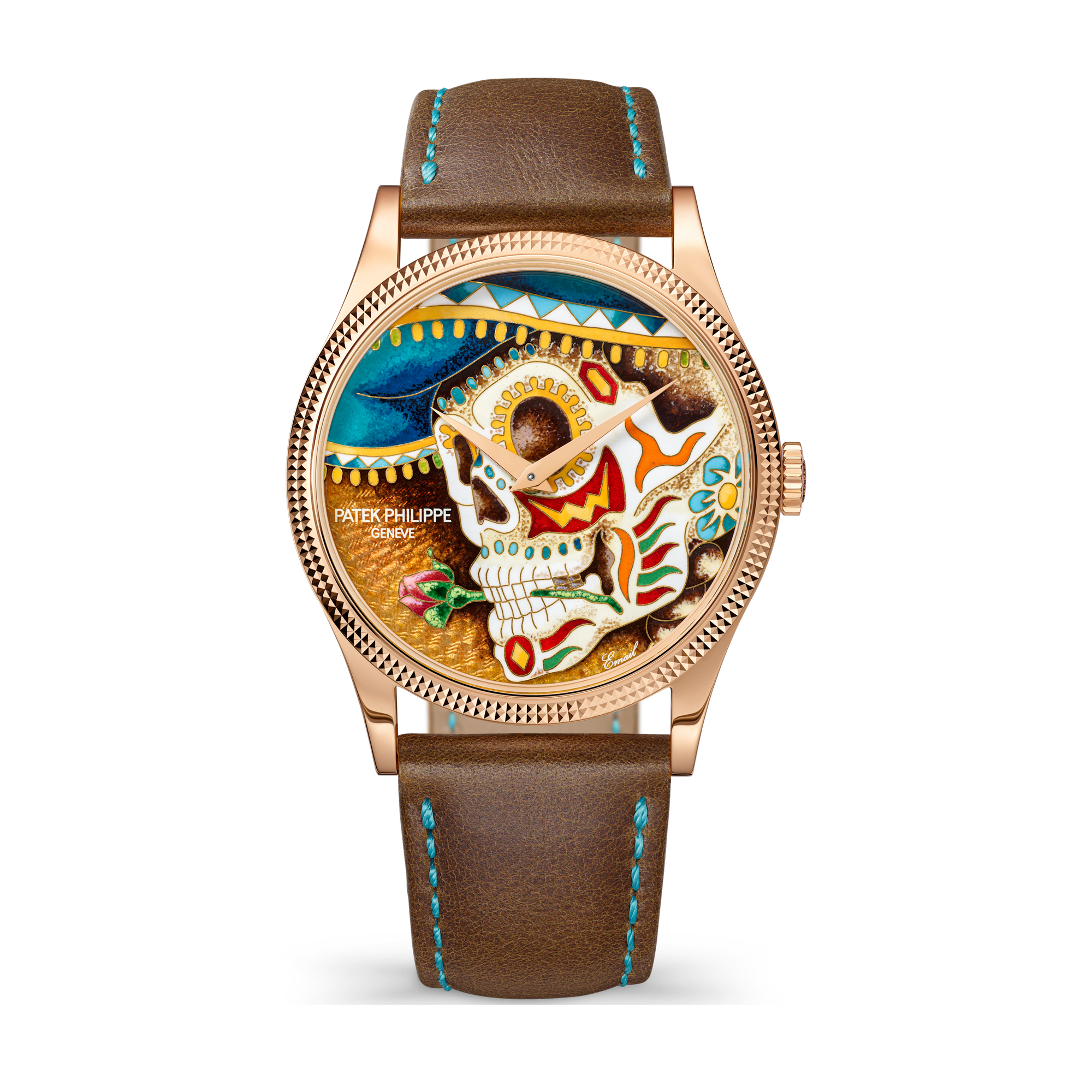 Patek Philippe "The Man with a Rose" Rare Handcrafts Orange Rose Gold Leather 38mm