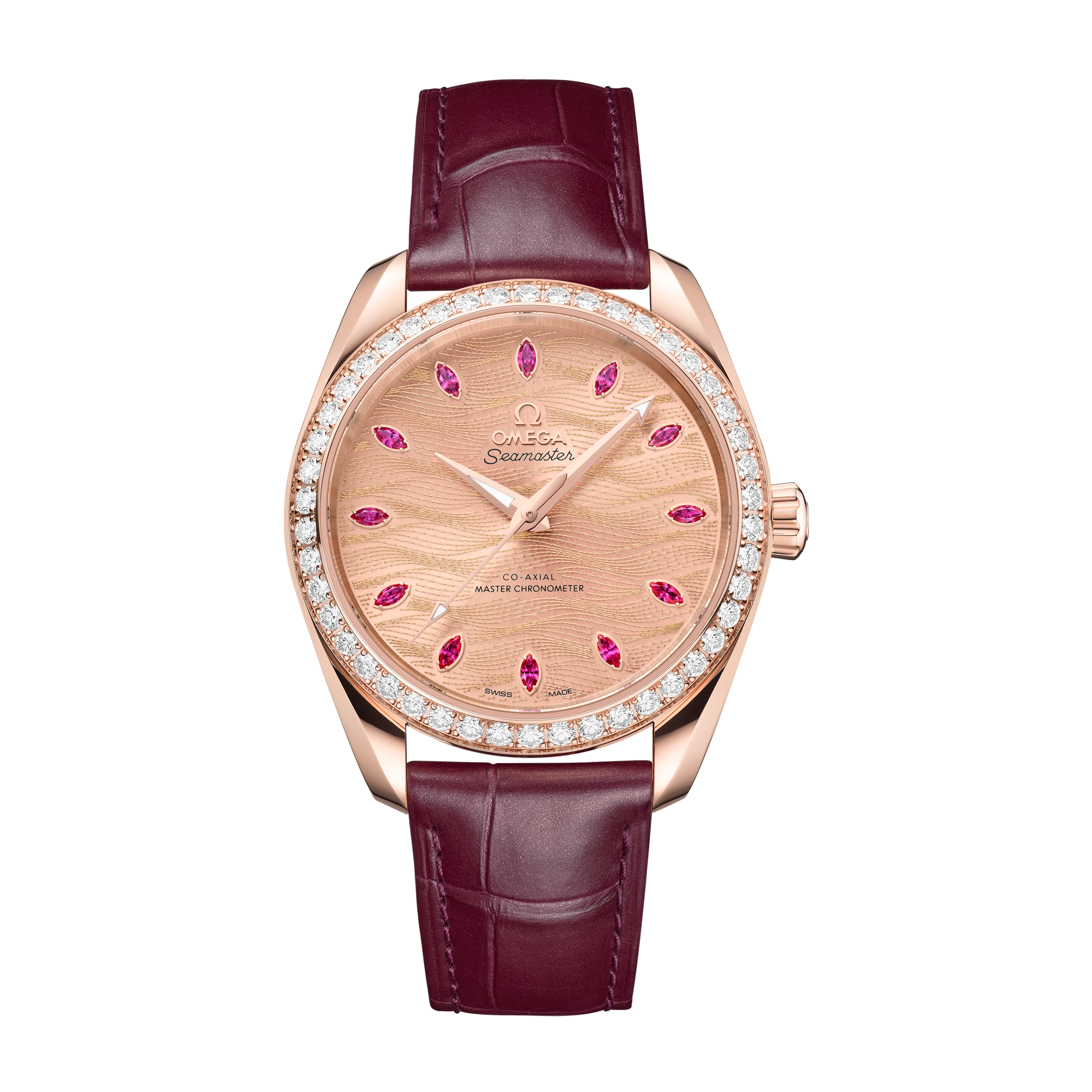 Omega Seamaster Aqua Terra 150M Pink Rose Gold Alligator Leather 38mm