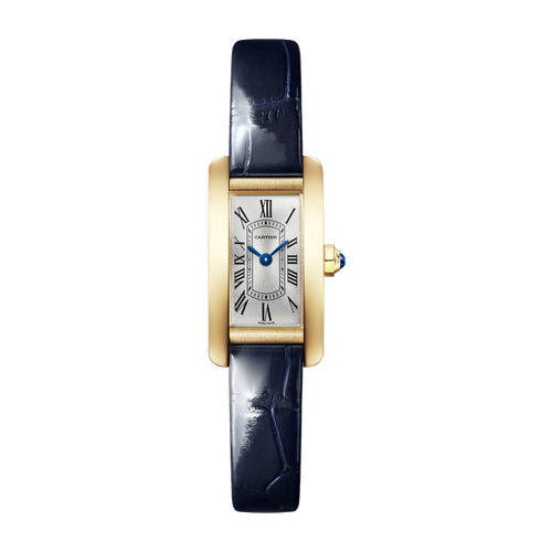 Cartier Tank Américaine Silver Yellow Gold Alligator Leather 15.2mm