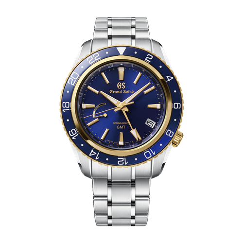 Grand Seiko Sport Triple Time Zone Blue Two-Tone Alligator Leather 44mm