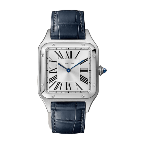 Cartier Santos-Dumont Large Silver Steel Alligator Leather 31.4mm
