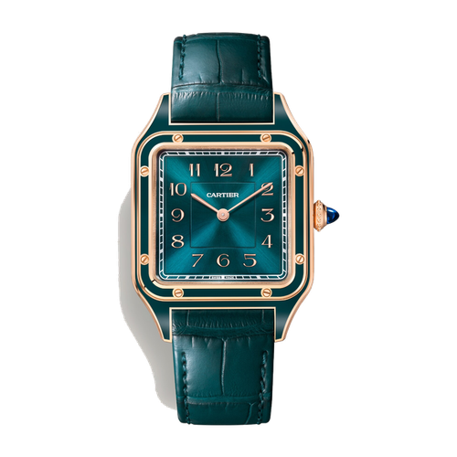 Cartier Santos-Dumont Large Blue Rose Gold Alligator Leather 31.4mm