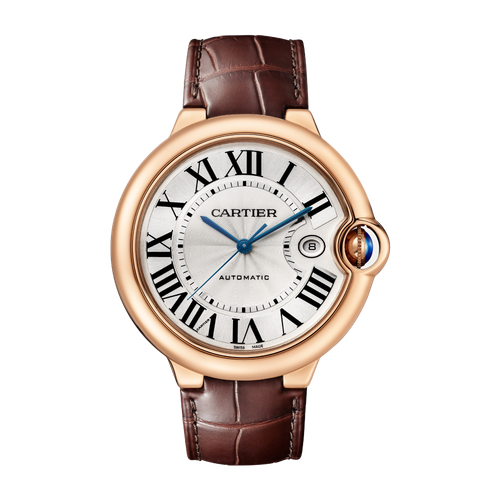 Cartier Ballon Bleu 42 mm Silver Rose Gold Alligator Leather 42mm