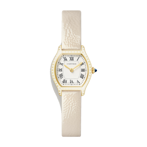 Cartier Tortue Mini Silver Yellow Gold Leather 23.7mm