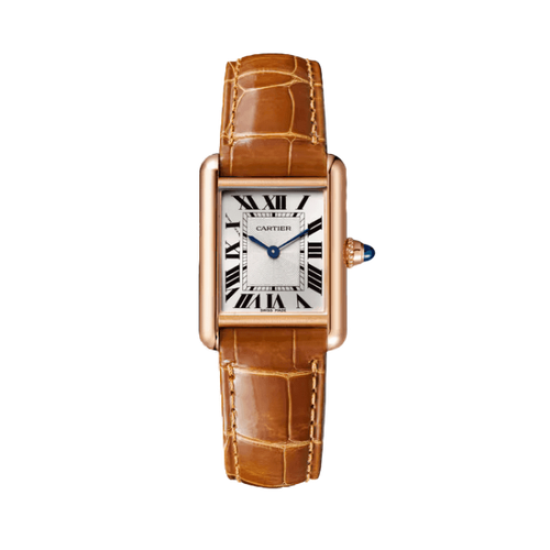 Cartier Tank Louis Cartier Silver Rose Gold Alligator Leather 22mm
