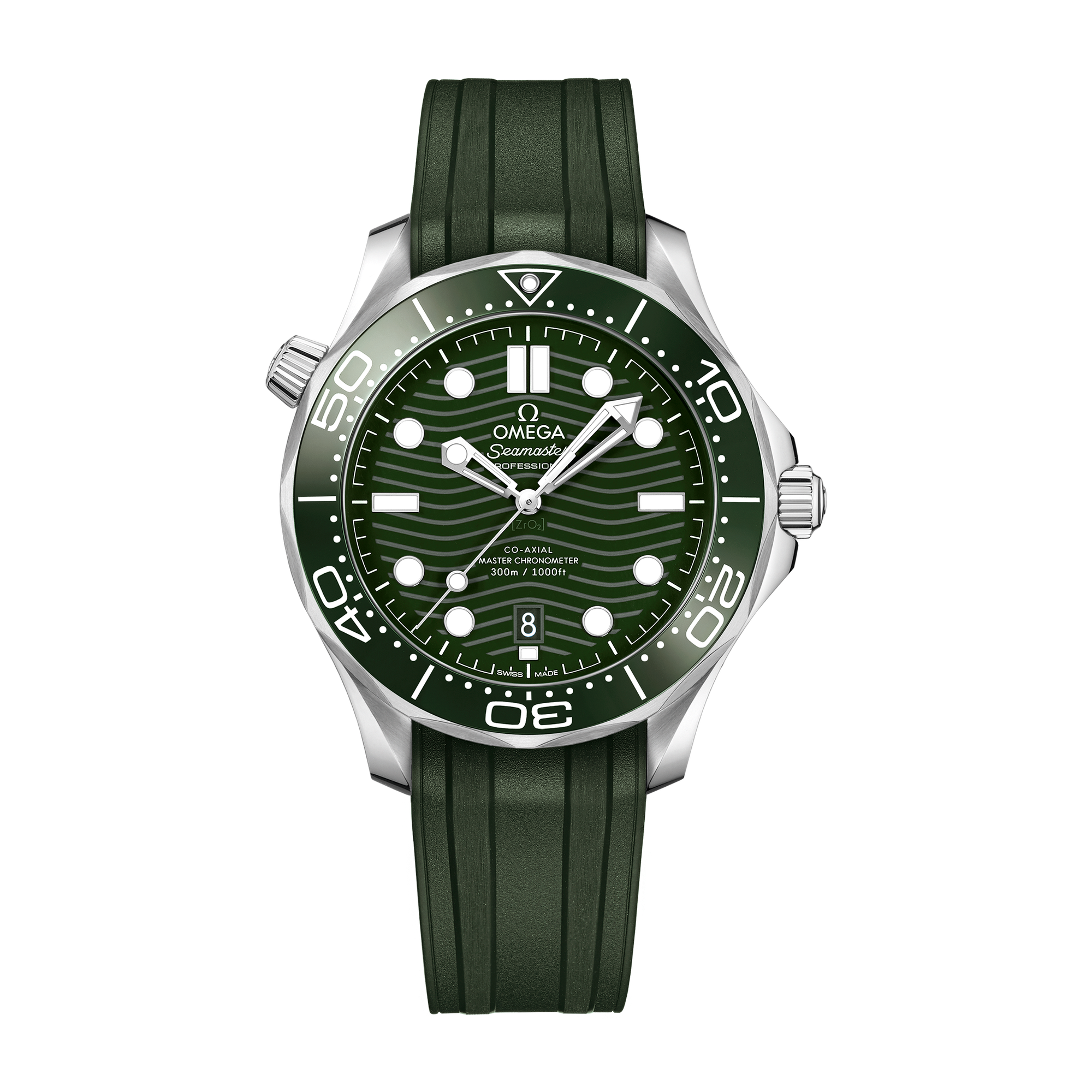 Omega Seamaster Diver 300M Green Steel Rubber 42mm