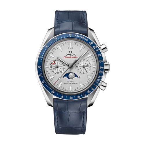Omega Speedmaster Moonphase Grey Platinum Alligator Leather 44.3mm
