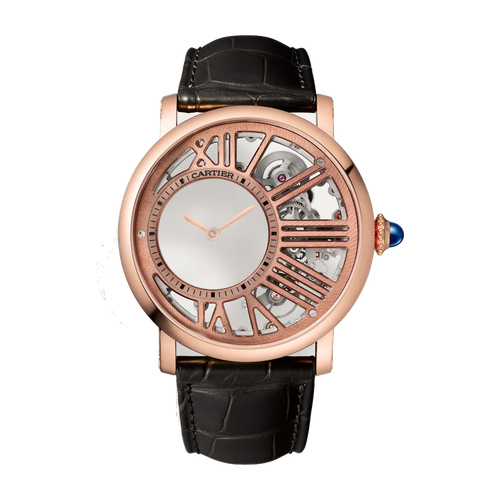 Cartier Rotonde Skeleton Rose Gold Alligator Leather 42mm