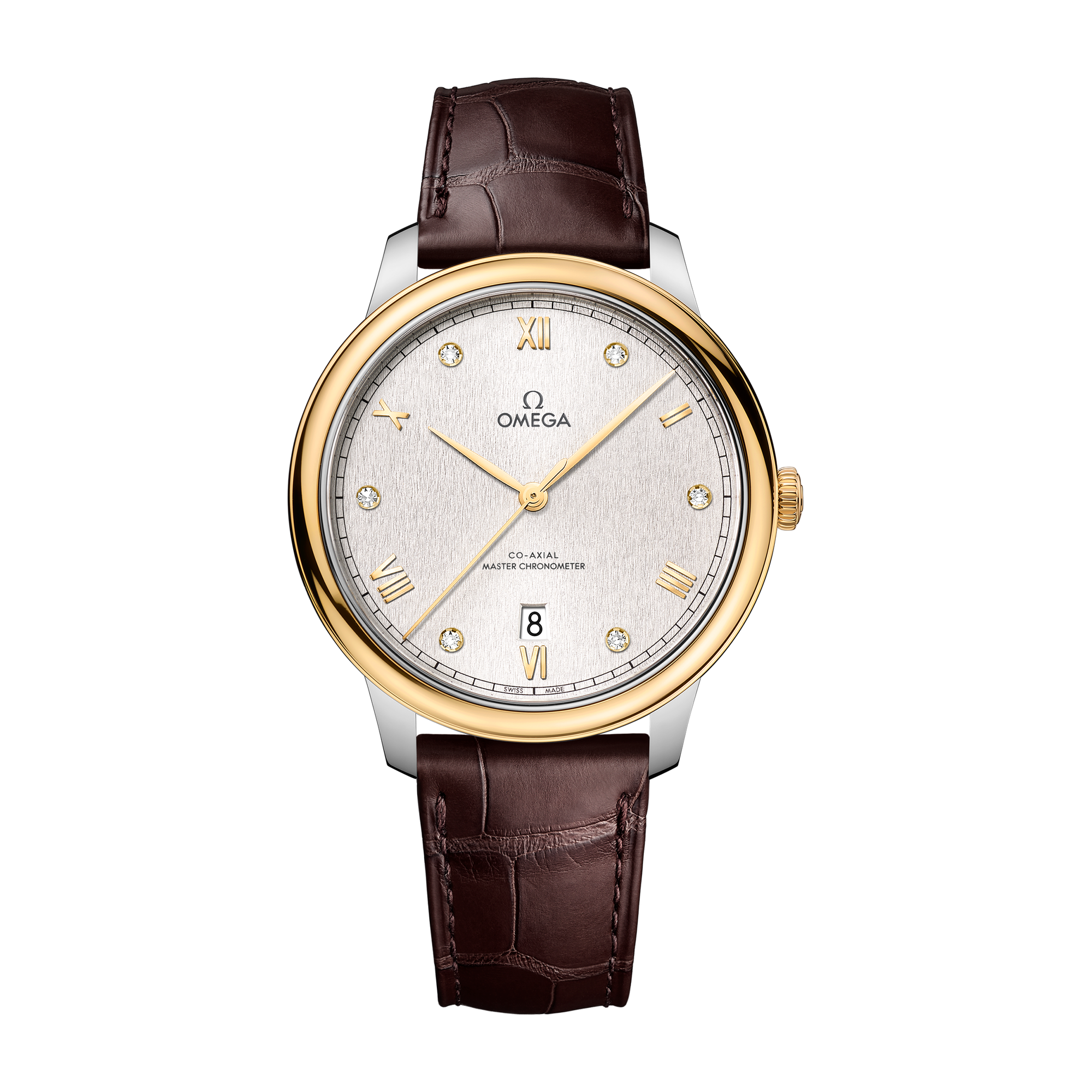 Omega De Ville Prestige Silver Two-Tone Alligator Leather 40mm