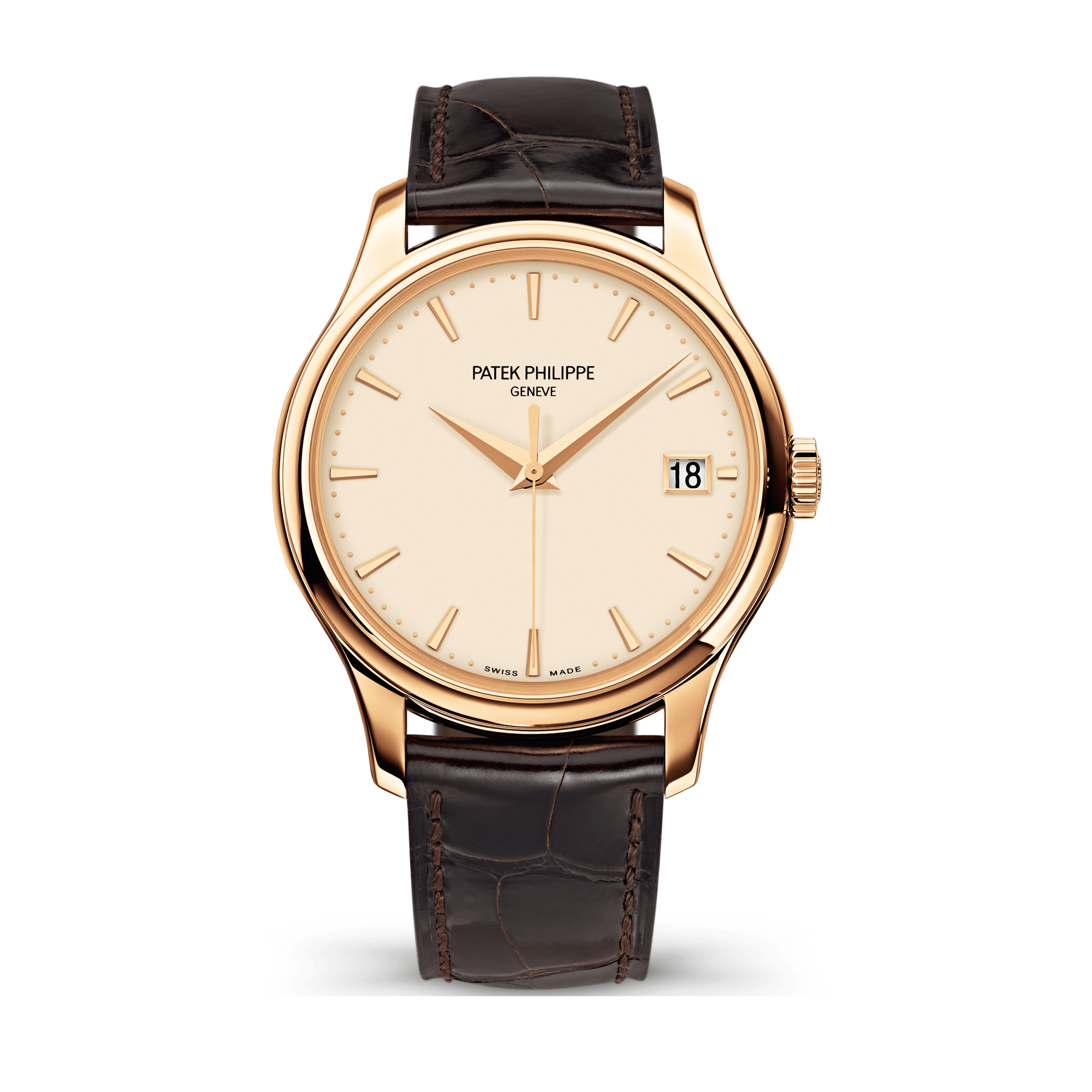 Patek Philippe Calatrava Ivory Rose Gold Alligator Leather 39mm