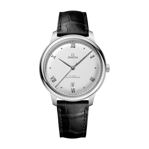 Omega De Ville Prestige Silver Steel Alligator Leather 40mm