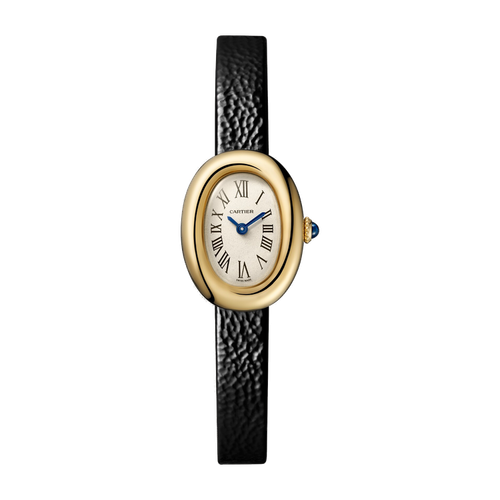 Cartier Baignoire Mini Silver Yellow Gold Leather 18.7mm
