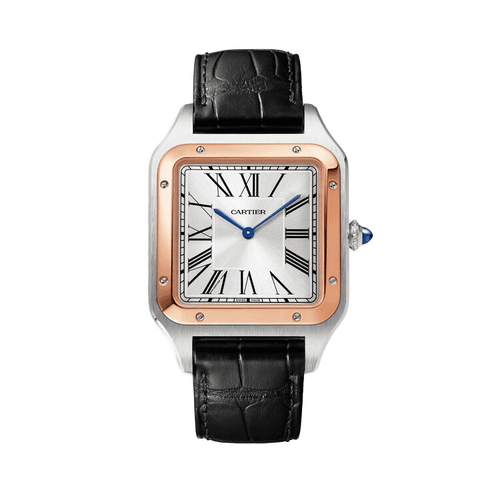 Cartier Santos Dumont Silver Leather 33.9mm