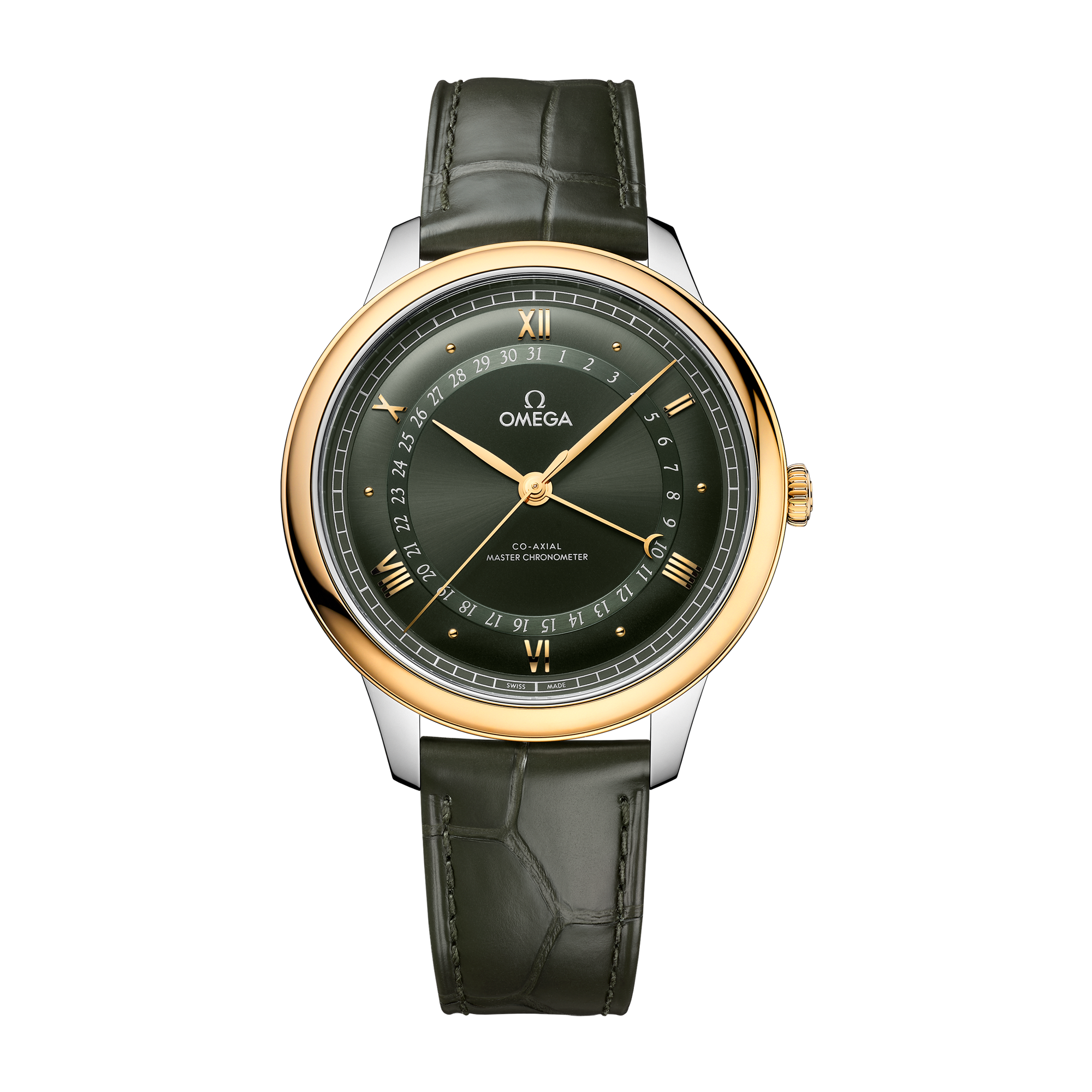 Omega De Ville Prestige Green Two-Tone Alligator Leather 42mm