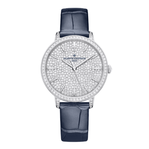 Vacheron Constantin Patrimony Self-winding Jewellery Diamond Pave White Gold Alligator Leather 37mm
