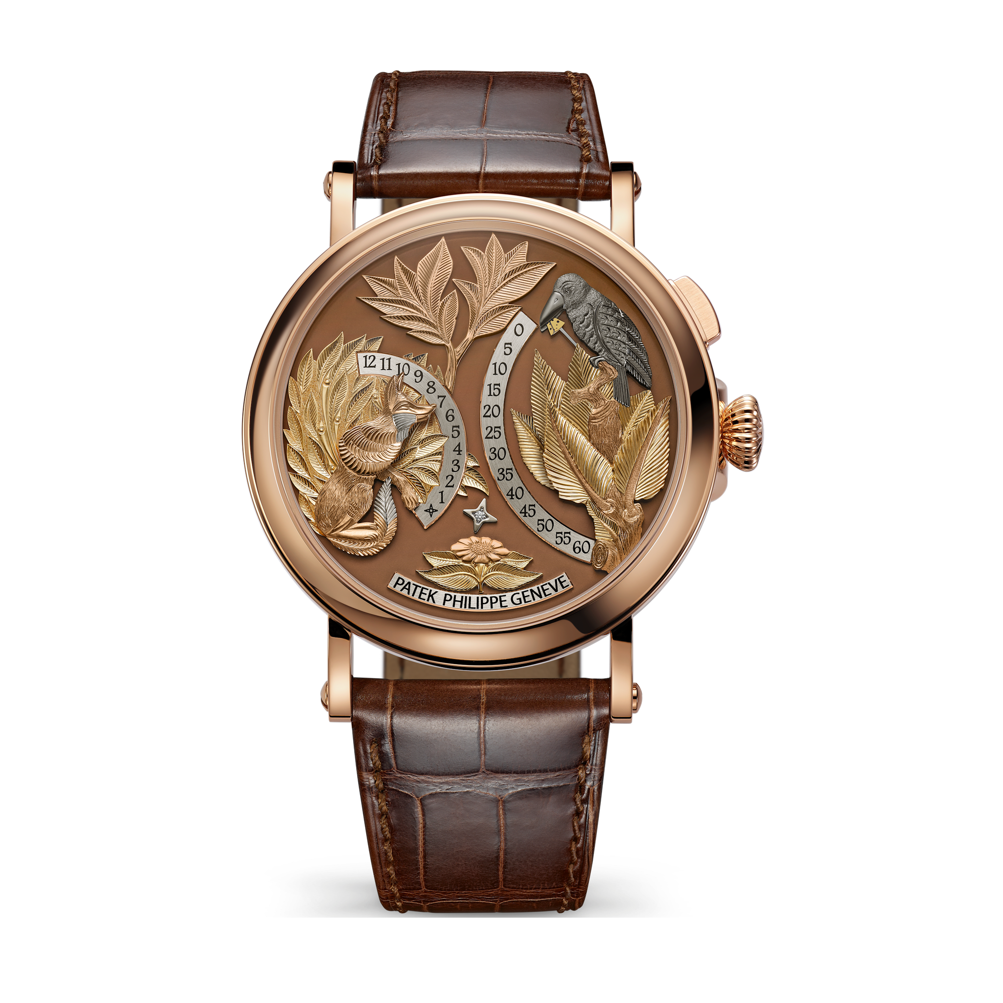 Patek Philippe Complications Brown Rose Gold Alligator Leather 43mm