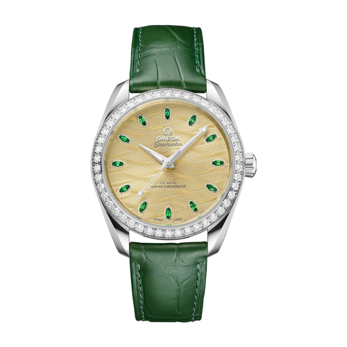 Omega Seamaster Aqua Terra 150M Green White Gold Alligator Leather 38mm