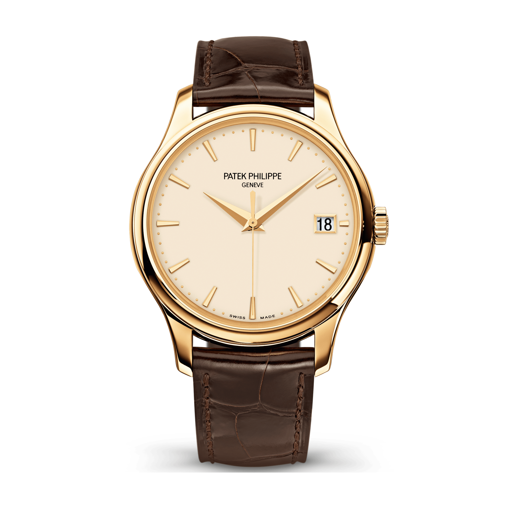 Patek Philippe Calatrava Ivory Yellow Gold Alligator Leather 39mm