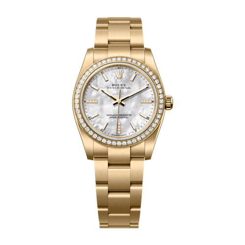 Rolex Oyster Perpetual 34 Mother of Pearl Yellow Gold 34mm
