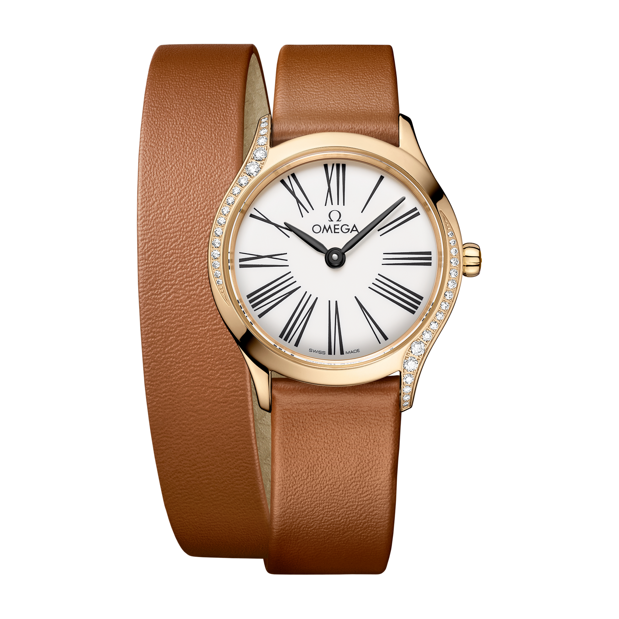 Omega De Ville Mini Trésor White Yellow Gold Leather 26mm