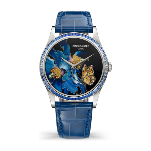 Patek Philippe "Blue Butterfly" Rare Handcrafts White Gold Alligator Leather 38mm