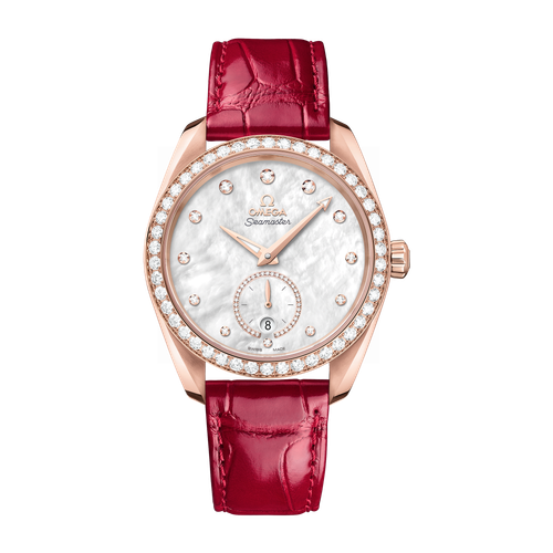 Omega Seamaster Aqua Terra 150M White Rose Gold Alligator Leather 38mm