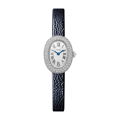 Cartier Baignoire Mini Silver White Gold Leather 18.7mm