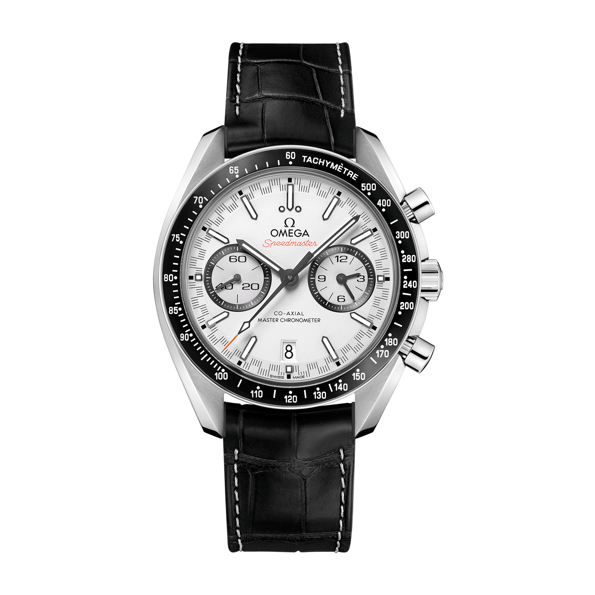 Omega Speedmaster Racing White Steel Alligator Leather 44.3mm