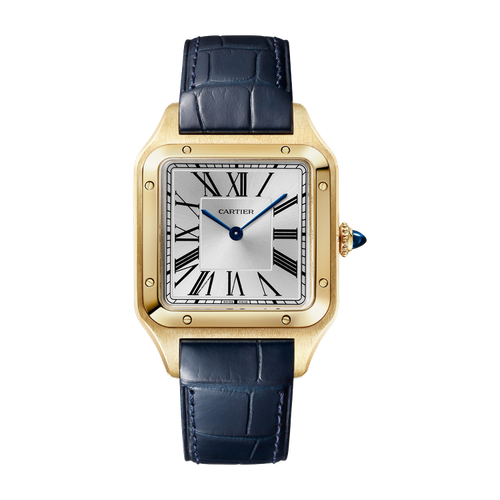 Cartier Santos-Dumont Large Silver Yellow Gold Alligator Leather 31.4mm