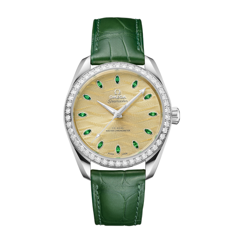 Omega Seamaster Aqua Terra 150M Green White Gold Alligator Leather 38mm
