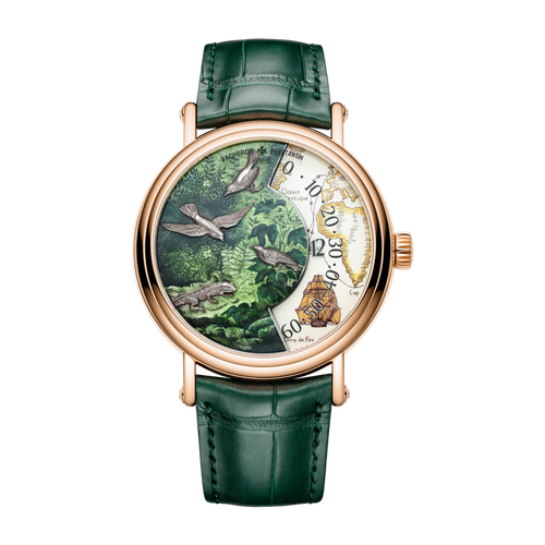 Vacheron Constantin Métiers d'Art Tribute to Explorer Naturalists Gold Rose Gold Alligator Leather 41mm