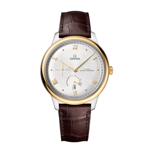 Omega De Ville Prestige Silver Two-Tone Alligator Leather 41mm
