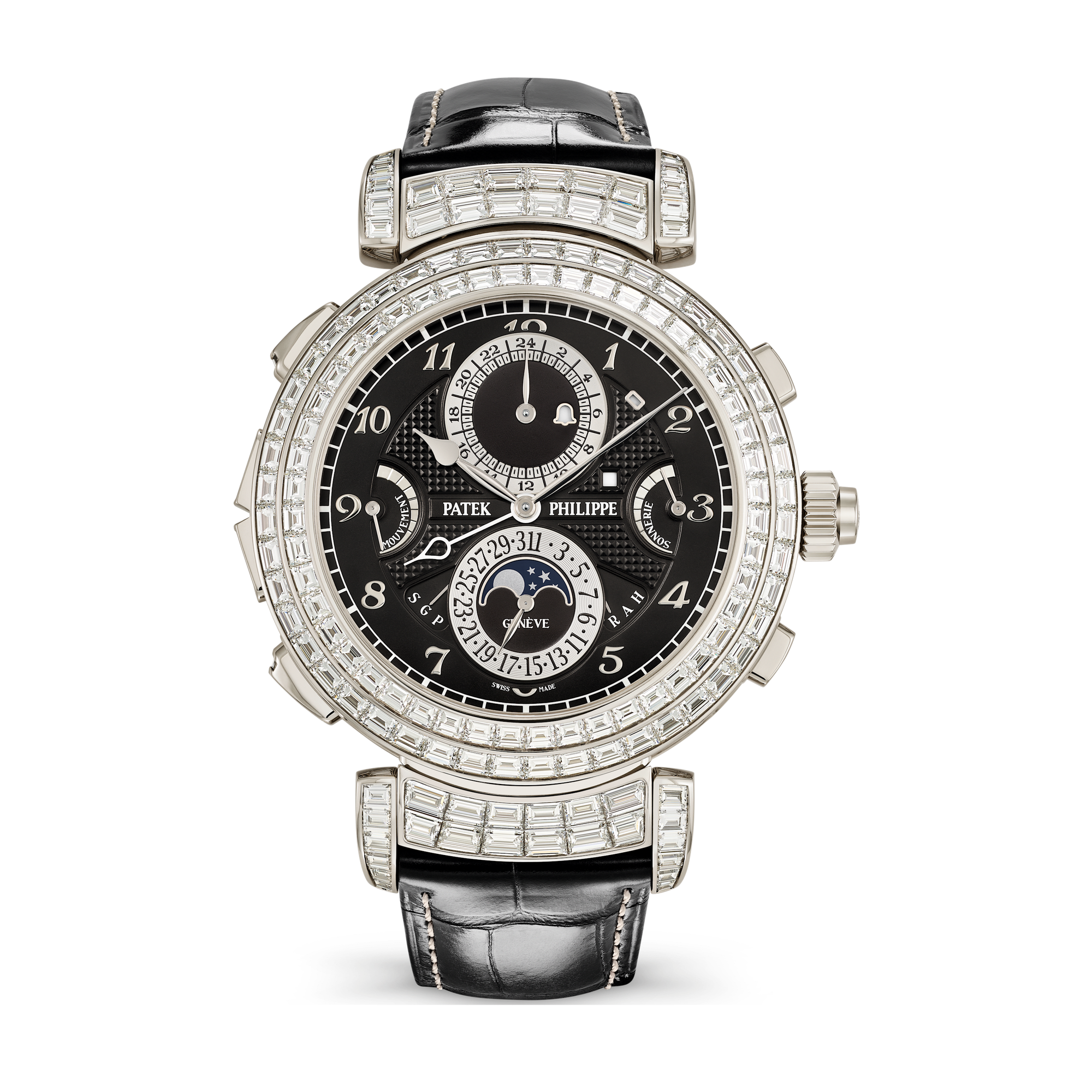 Patek Philippe Grand Complications Grandmaster Chime Black White Gold Alligator Leather 49.4mm