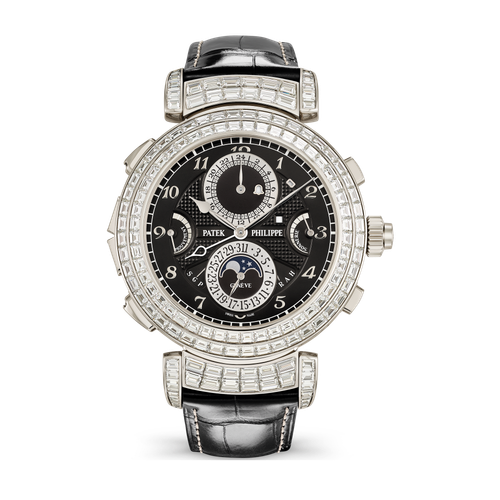 Patek Philippe Grand Complications Grandmaster Chime Black White Gold Alligator Leather 49.4mm