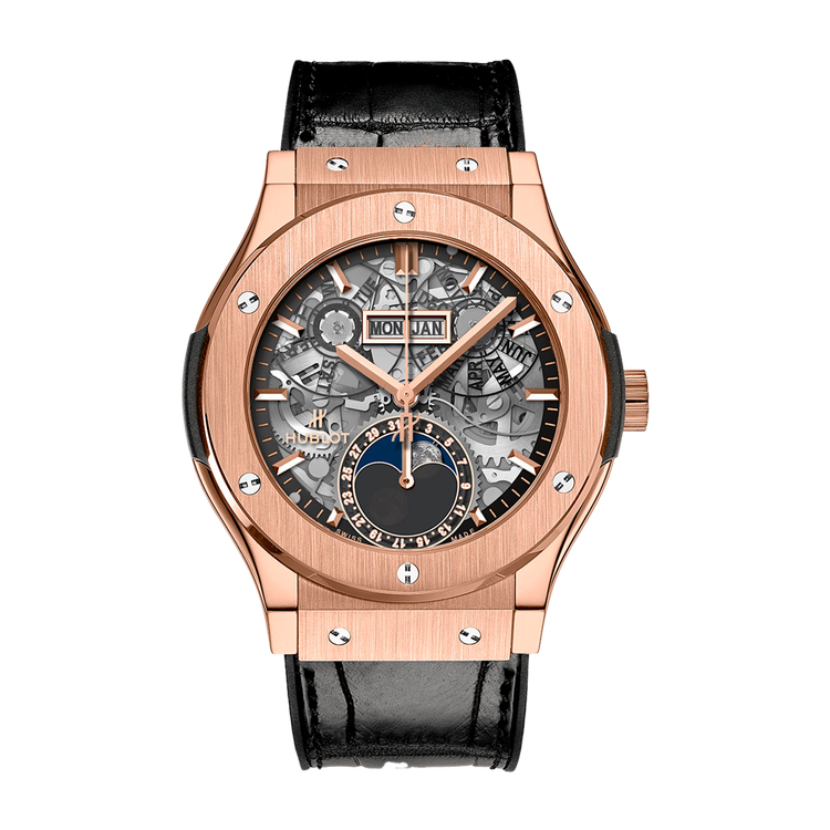 Hublot Classic Fusion Skeleton King Gold Alligator Leather 42mm