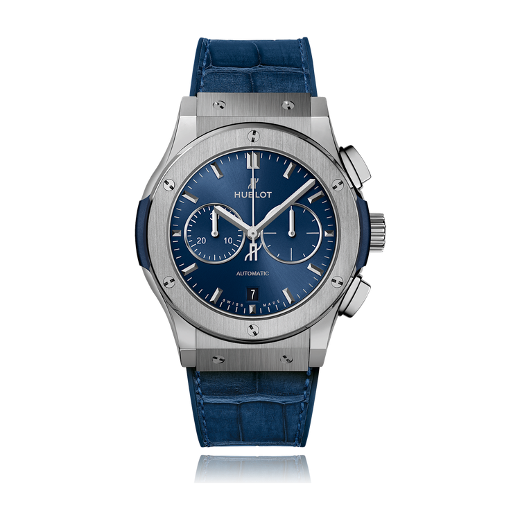 Hublot Classic Fusion Blue Titanium Alligator Leather 42mm
