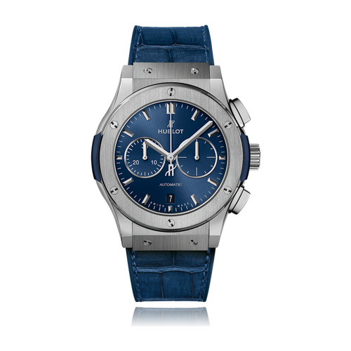 Hublot Classic Fusion Blue Titanium Alligator Leather 42mm