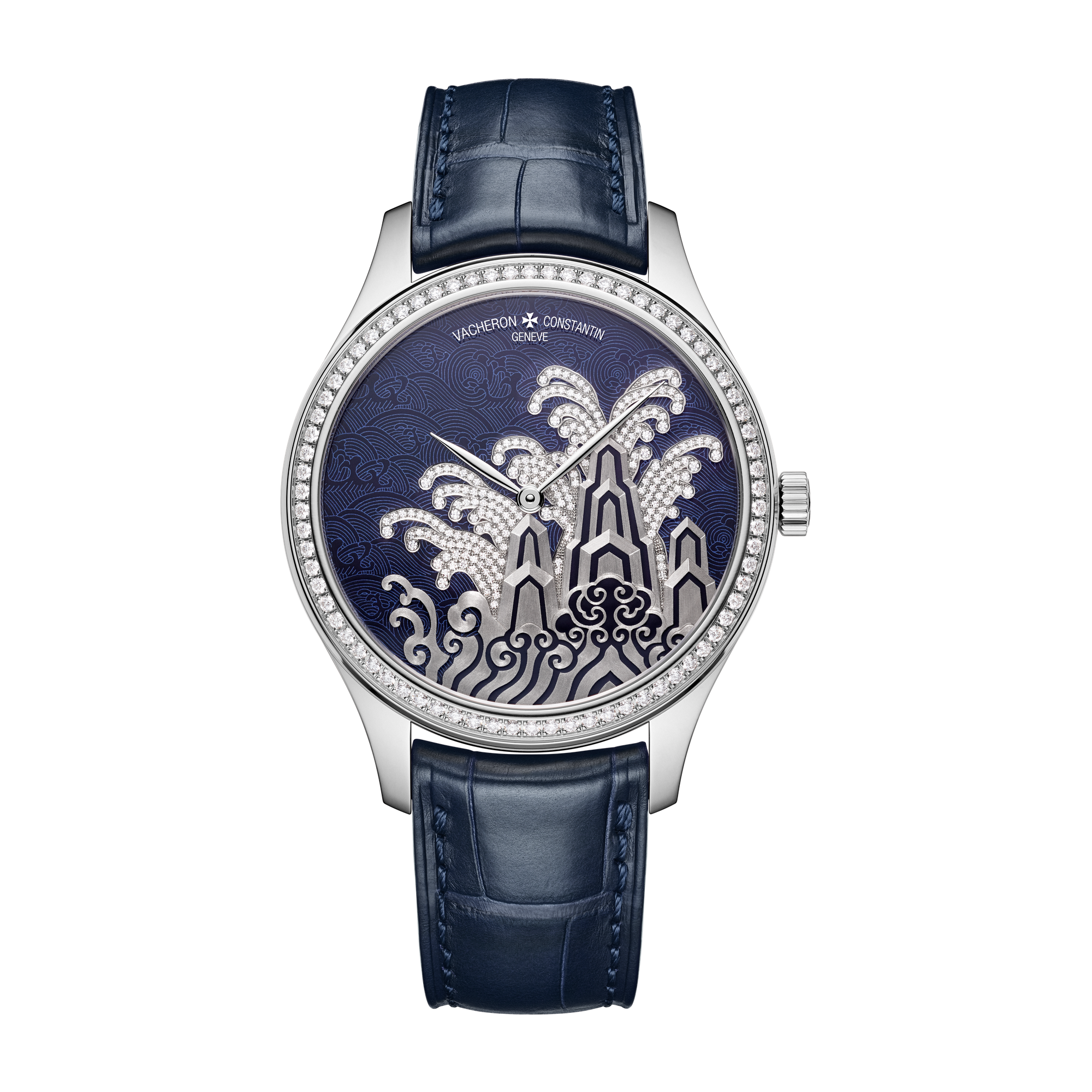 Vacheron Constantin Métiers d'Art Tribute to Traditional Symbols Blue White Gold Alligator Leather 38mm