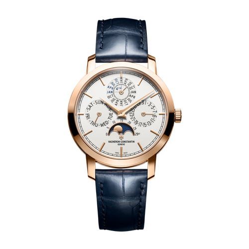 Vacheron Constantin Traditionnelle Perpetual Calendar Ultra-thin Silver Rose Gold Alligator Leather 36.5mm