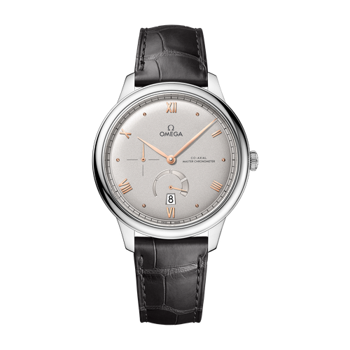 Omega De Ville Prestige Grey Steel Alligator Leather 41mm