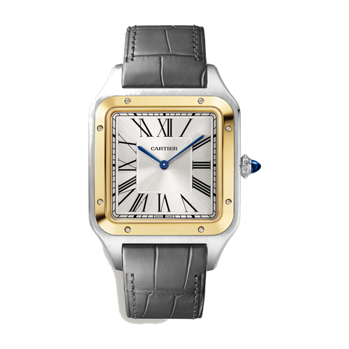 Cartier Santos-Dumont Extra Large Silver Two-Tone Alligator Leather 33.9mm