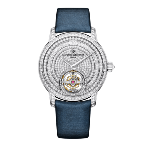 Vacheron Constantin Traditionnelle Tourbillon Jewellery Diamond Pave White Gold Fabric 39mm