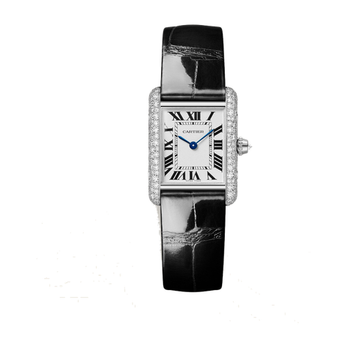 Cartier Tank Louis Cartier Silver White Gold Alligator Leather 22mm